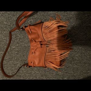 Brown fringe crossbody bag